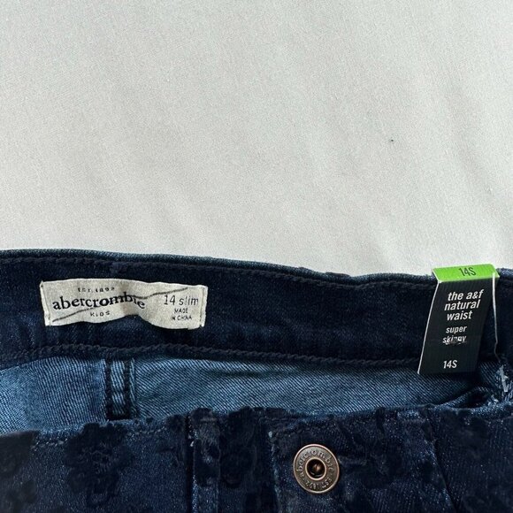 Abercrombie Kids Jeans Girls Sz 14 Slim Super Skinny Denim Dark Washed Blue - Picture 7 of 11